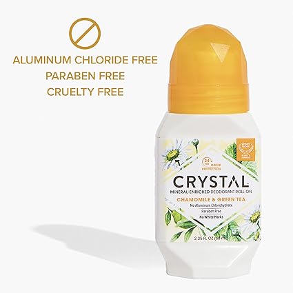 Crystal Body Deodorant Essence Mineral Deodorant Roll-On | Chamomile And Green Tea -